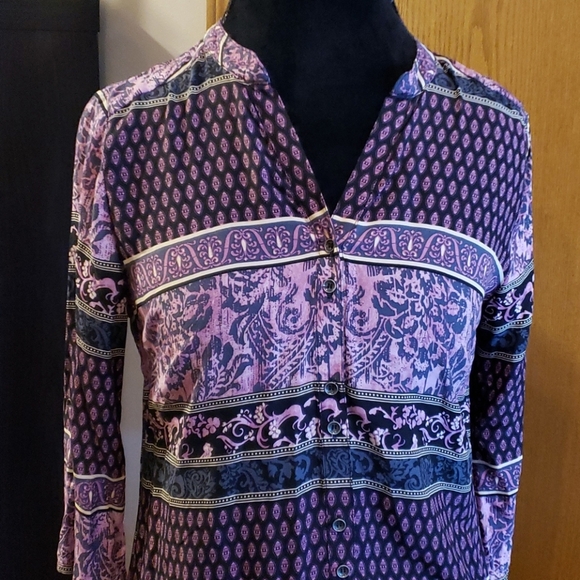 Yest tunic top lightweight purple floral NEW!! - Picture 1 of 7